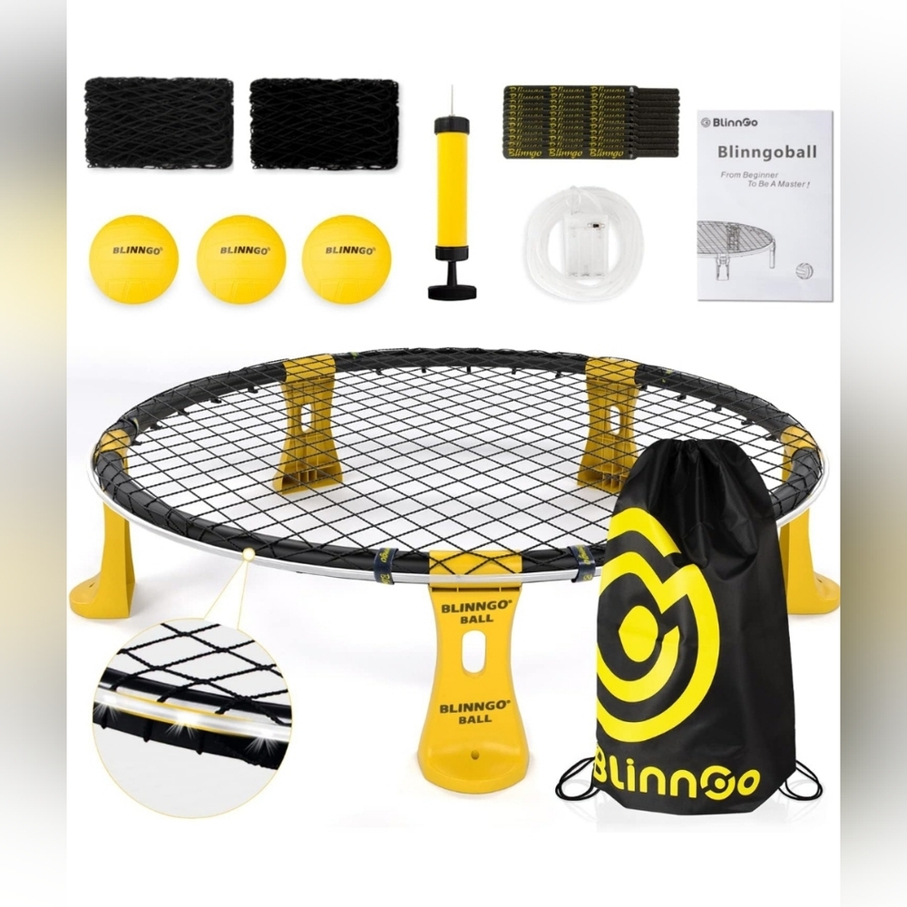 Blinngoball Roundnet Set with Carrying Bag & Strip Light – Pro Kit